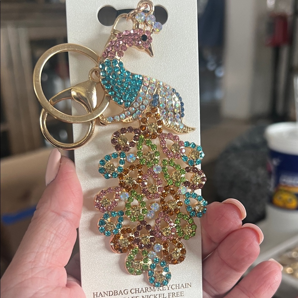 Colorful Peacock Bag Charm